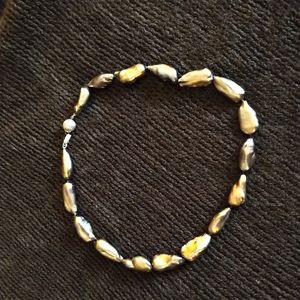 STUNNING brown baroque 18" pearl necklace 925 clasp